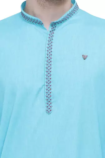 men's turquoise lyocell festive long kurta