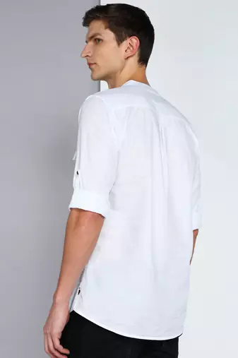 men's white linen cotton short pathani kurta