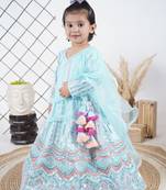 Aqua Multicolour Embroidery Anarkali 