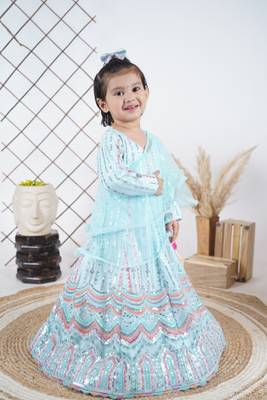 Aqua Multicolour Embroidery Anarkali  2