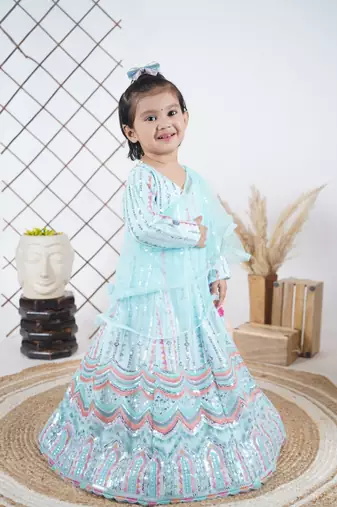 Aqua Multicolour Embroidery Anarkali 