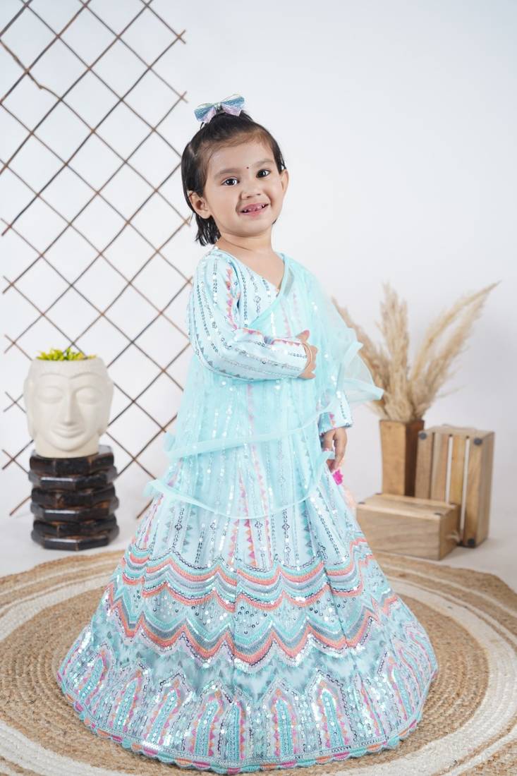 Aqua Multicolour Embroidery Anarkali 