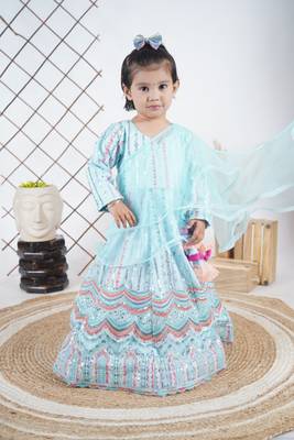Aqua Multicolour Embroidery Anarkali  3