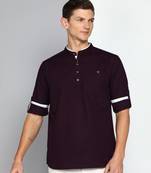 men's mauve linen cotton short kurta