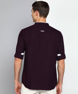 men's mauve linen cotton short kurta 2