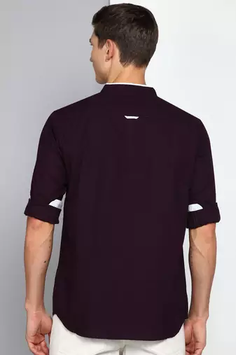 men's mauve linen cotton short kurta