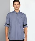 men's iron grey linen cotton short kurta
