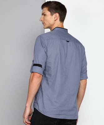 men's iron grey linen cotton short kurta 2