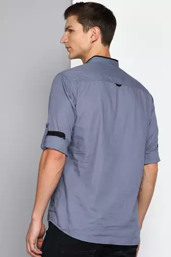 men's iron grey linen cotton short kurta