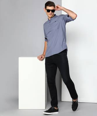 men's iron grey linen cotton short kurta 4