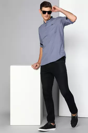 men's iron grey linen cotton short kurta
