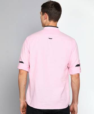 men's baby pink linen cotton short kurta 2