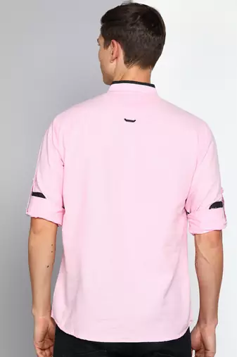 men's baby pink linen cotton short kurta