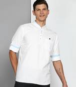 men's white linen cotton short kurta