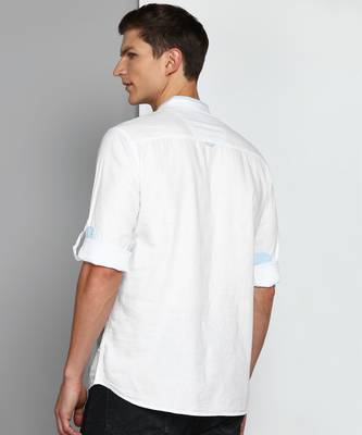 men's white linen cotton short kurta 2