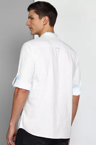 men's white linen cotton short kurta