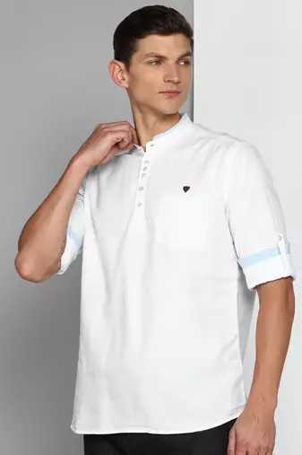 men's white linen cotton short kurta