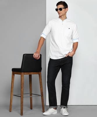 men's white linen cotton short kurta 4