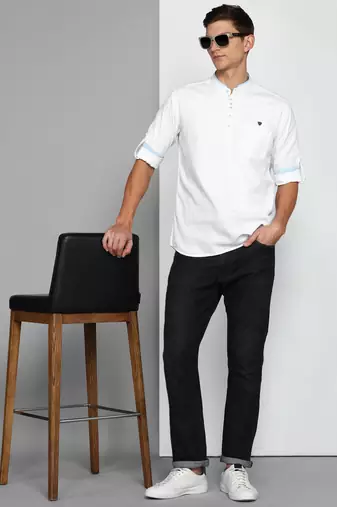 men's white linen cotton short kurta