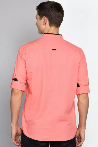 men's blush pink linen cotton short kurta