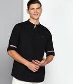 men's black linen cotton short kurta