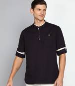 men's dark chocolate linen cotton short kurta