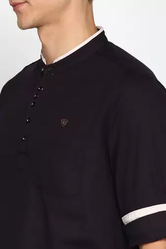 men's dark chocolate linen cotton short kurta