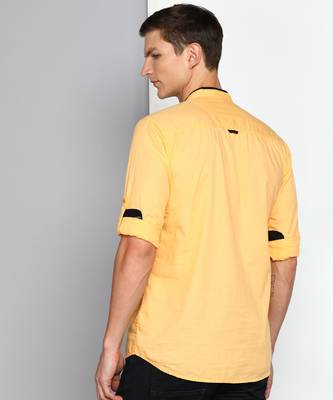 men's peach linen cotton short kurta 2
