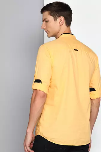 men's peach linen cotton short kurta