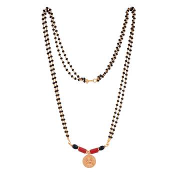 Black crystal mangalsutra MEDIUM length with big Laxmi vati one gram gold 3