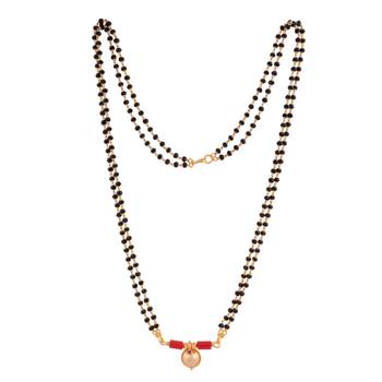 Black beads mangalsutra MEDIUM length with single vati pendant one gram gold 3