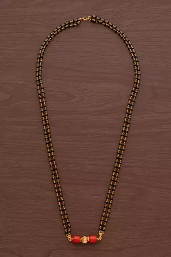 Black crystal mangalsutra MEDIUM length with GSB vati one gram gold