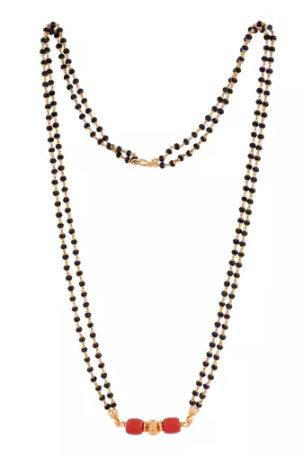 Black crystal mangalsutra MEDIUM length with GSB vati one gram gold