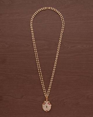 Off white pearl LONG with grandaberunda pendant one gram gold 2