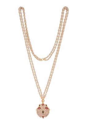 Off white pearl LONG with grandaberunda pendant one gram gold 3