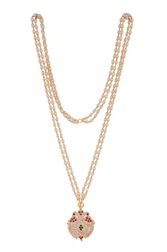 Off white pearl LONG with grandaberunda pendant one gram gold