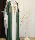 Green & White Handcrafted Zari work Stitched Dress Georgette Kaftan Party Wear Wedding Dresses