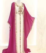 Pink & White Handcrafted Zari work Stitched Dress Georgette Kaftan Party Wear Wedding Dresses