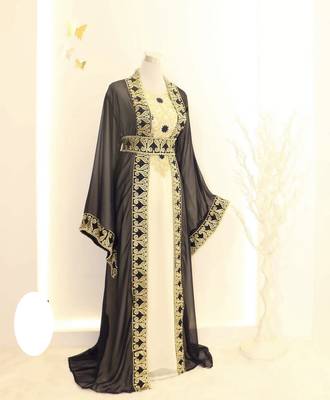 Black & White Handcrafted Zari work Stitched Dress Georgette Kaftan Party Wear Wedding Dresses 1