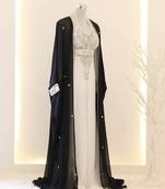Black & White Georgette Zari Embroidered Kaftan Dress