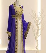 Blue & White Handcrafted Zari work Stitched Dress Georgette Kaftan Party Wear Wedding Dresses	