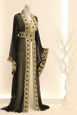 Luxe Black Georgette Zari Work Kaftan for Women 1
