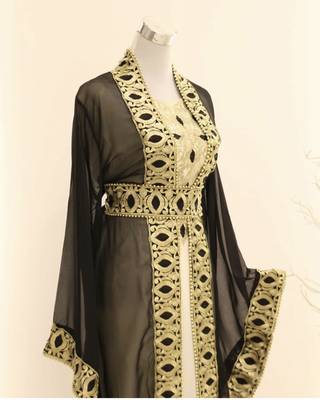 Luxe Black Georgette Zari Work Kaftan for Women 2