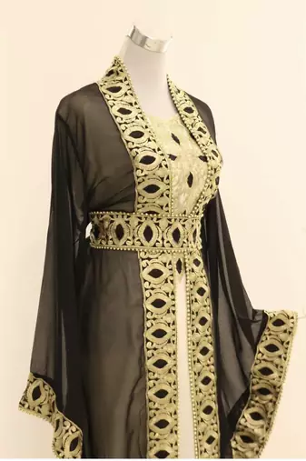 Luxe Black Georgette Zari Work Kaftan for Women