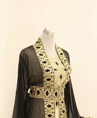 Luxe Black Georgette Zari Work Kaftan for Women 3