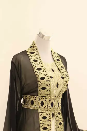 Luxe Black Georgette Zari Work Kaftan for Women