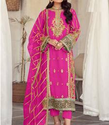 PINK ORGANZA EMBROIDERED SALWAR KAMEEZ
