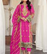 PINK ORGANZA EMBROIDERED SALWAR KAMEEZ