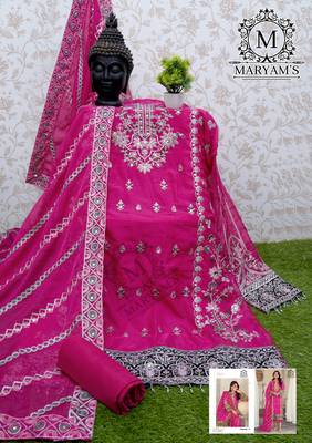 PINK ORGANZA EMBROIDERED SALWAR KAMEEZ 3