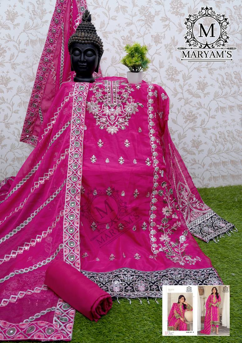 PINK ORGANZA EMBROIDERED SALWAR KAMEEZ